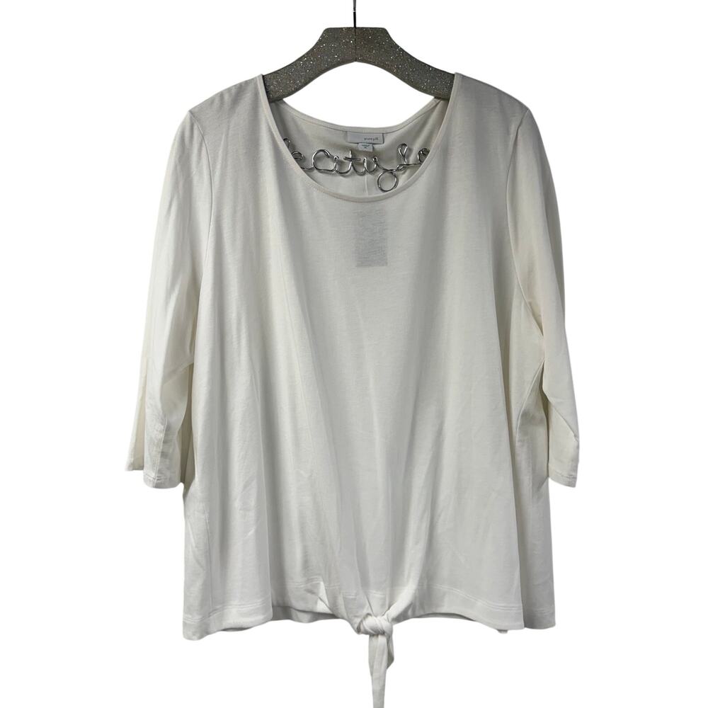 J. Jill White Tie Front T Shirt Top White XL